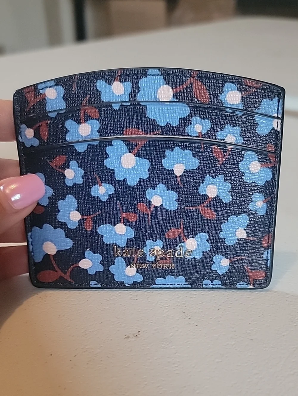 kate spade Navy Floral Card Case Like New
